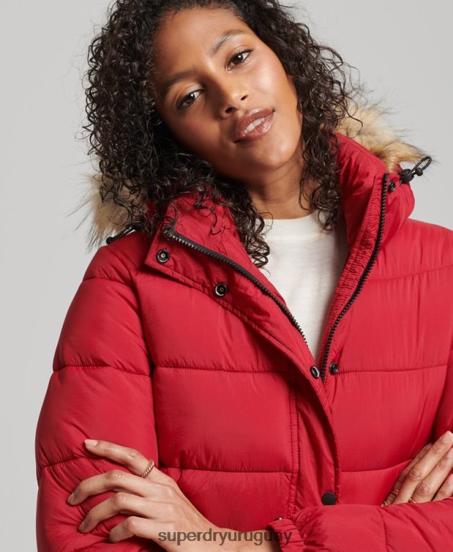 uy Superdry mujer chamarra corta con capucha rojo DT2N8Z3632 ropa