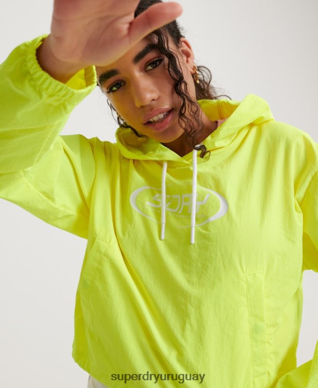 uy Superdry mujer chamarra corta estilo neón amarillo DT2N8Z3850 ropa