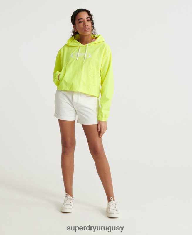 uy Superdry mujer chamarra corta estilo neón amarillo DT2N8Z3850 ropa
