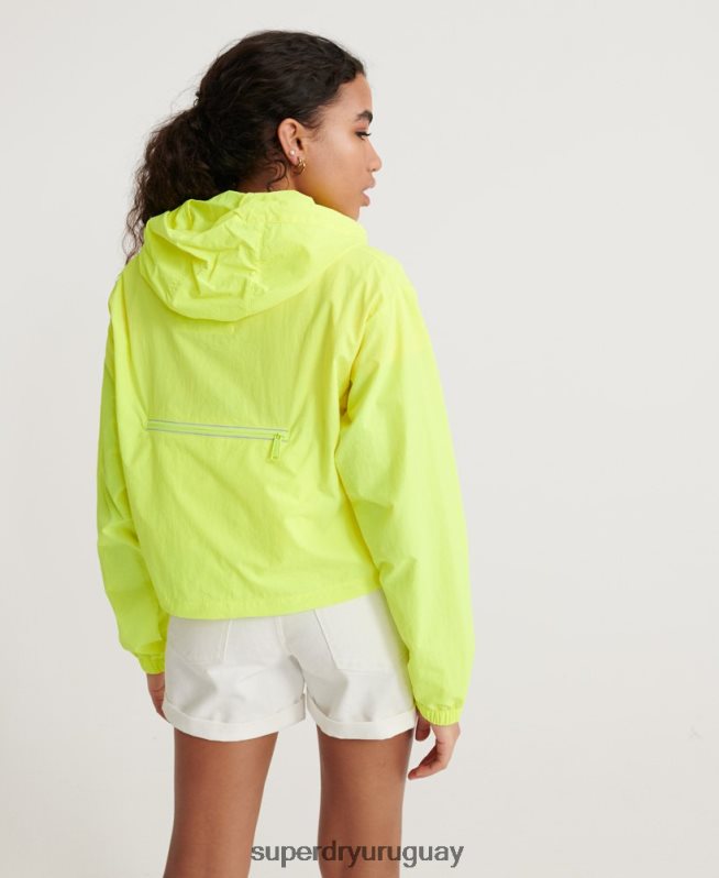uy Superdry mujer chamarra corta estilo neón amarillo DT2N8Z3850 ropa