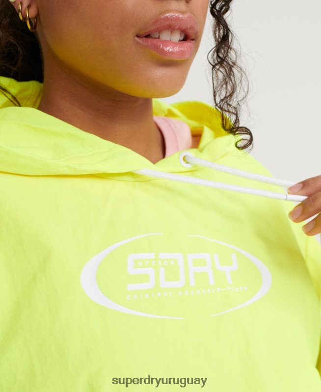 uy Superdry mujer chamarra corta estilo neón amarillo DT2N8Z3850 ropa