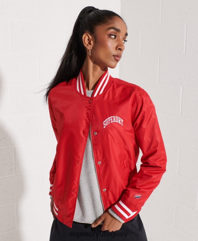 uy Superdry mujer chamarra de béisbol clásica del equipo universitario rojo DT2N8Z5482 ropa