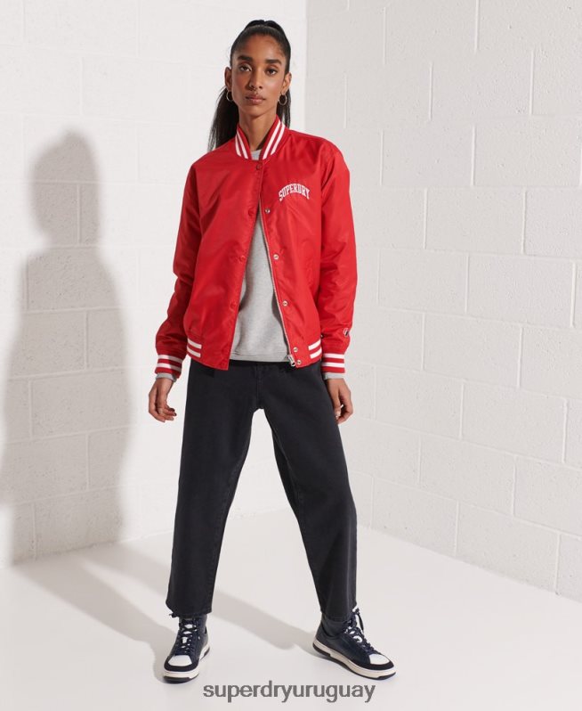 uy Superdry mujer chamarra de béisbol clásica del equipo universitario rojo DT2N8Z5482 ropa