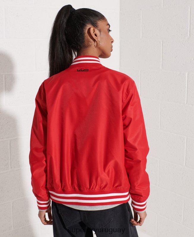 uy Superdry mujer chamarra de béisbol clásica del equipo universitario rojo DT2N8Z5482 ropa
