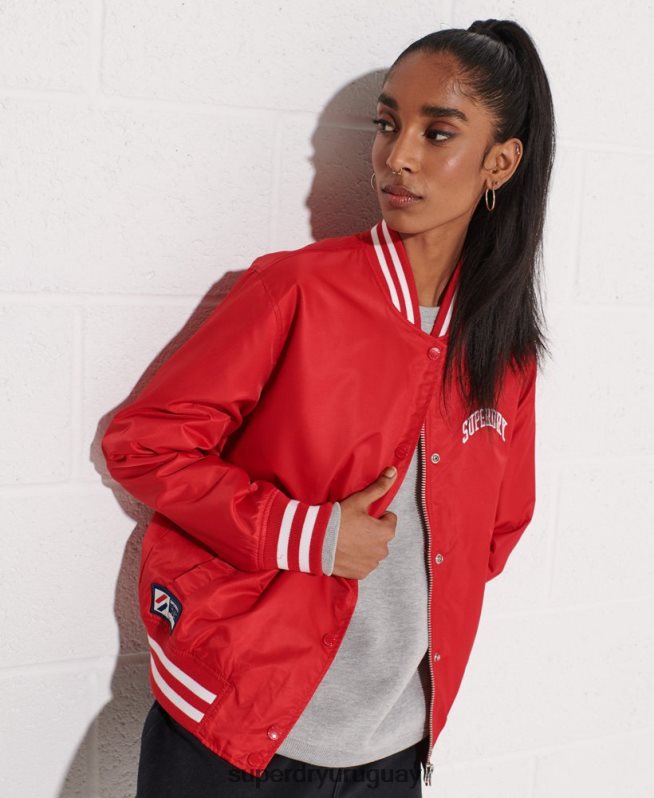 uy Superdry mujer chamarra de béisbol clásica del equipo universitario rojo DT2N8Z5482 ropa