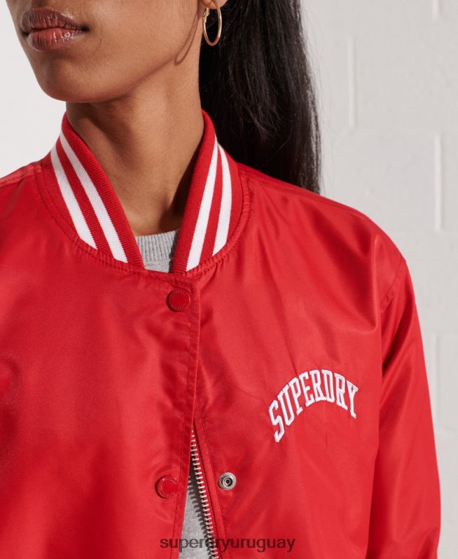uy Superdry mujer chamarra de béisbol clásica del equipo universitario rojo DT2N8Z5482 ropa