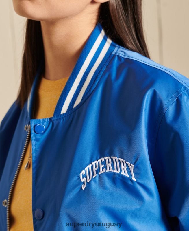 uy Superdry mujer chamarra de béisbol universitaria extragrande azul DT2N8Z3852 ropa