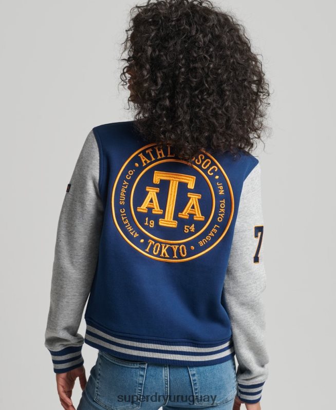 uy Superdry mujer chamarra de bombardero de jersey de béisbol universitario vintage Armada DT2N8Z5751 ropa