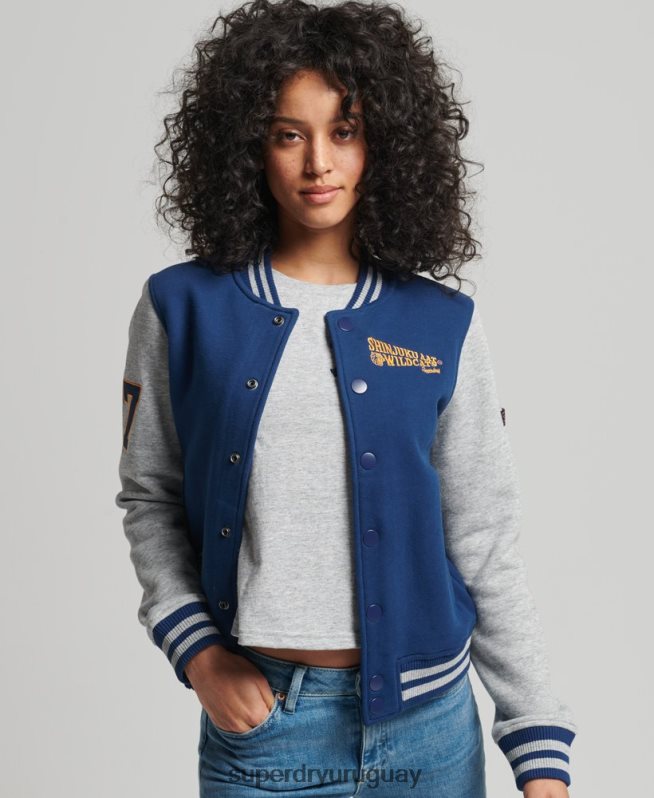 uy Superdry mujer chamarra de bombardero de jersey de béisbol universitario vintage Armada DT2N8Z5751 ropa