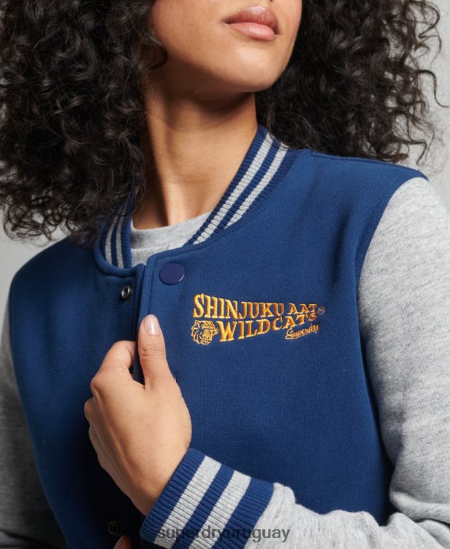 uy Superdry mujer chamarra de bombardero de jersey de béisbol universitario vintage Armada DT2N8Z5751 ropa