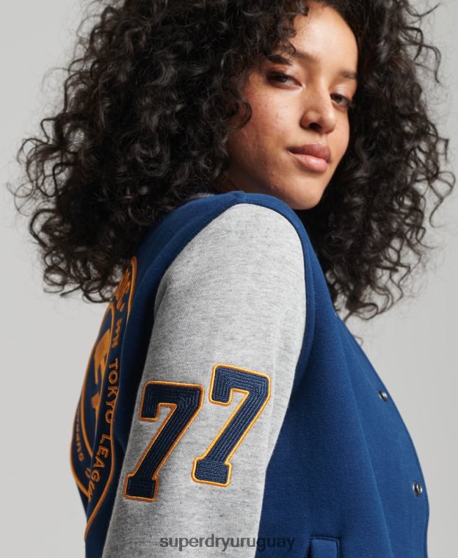uy Superdry mujer chamarra de bombardero de jersey de béisbol universitario vintage Armada DT2N8Z5751 ropa