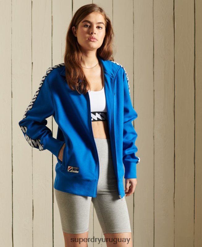uy Superdry mujer chamarra de chándal con cinta oversize azul DT2N8Z6165 ropa