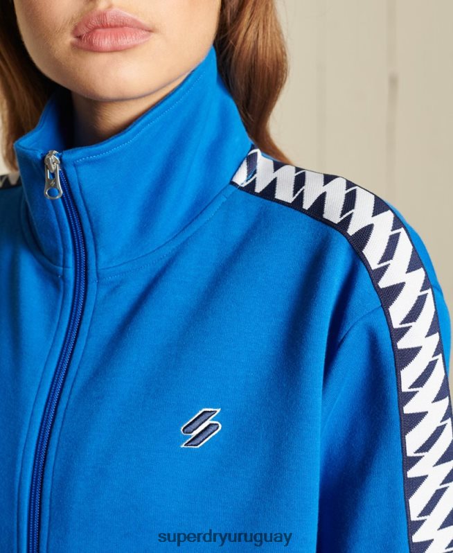 uy Superdry mujer chamarra de chándal con cinta oversize azul DT2N8Z6165 ropa
