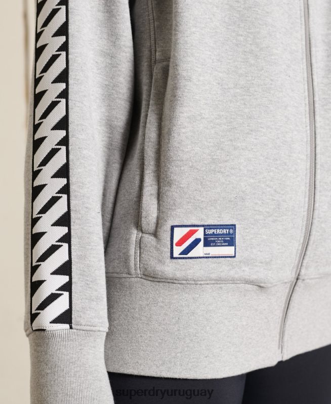 uy Superdry mujer chamarra de chándal con cinta oversize gris DT2N8Z6047 ropa