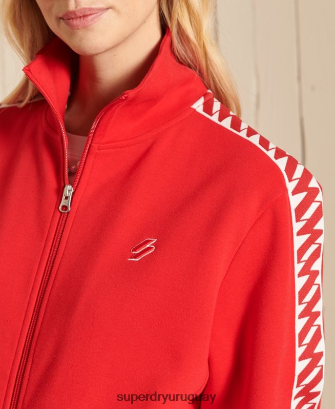 uy Superdry mujer chamarra de chándal con cinta oversize rojo DT2N8Z6048 ropa