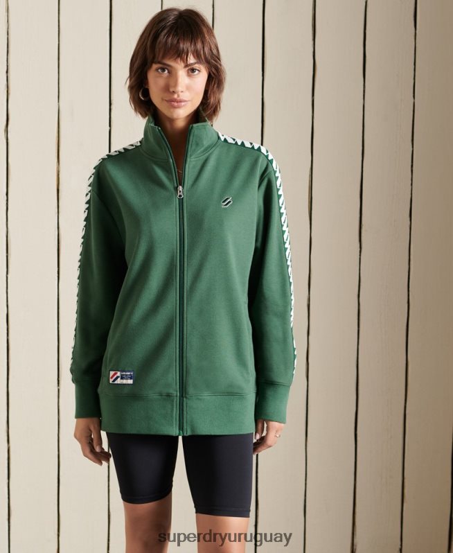 uy Superdry mujer chamarra de chándal con cinta oversize verde DT2N8Z6166 ropa