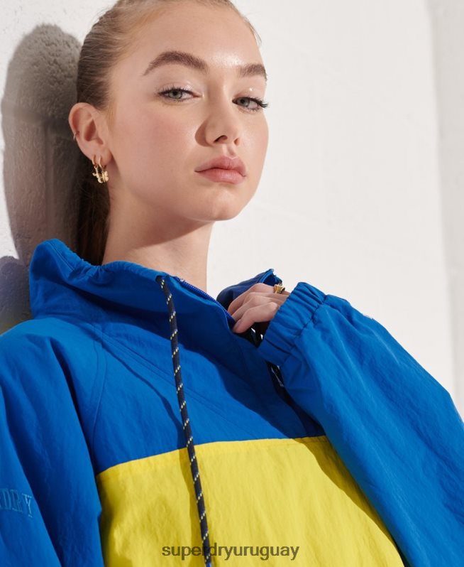 uy Superdry mujer chamarra de chándal corta azul DT2N8Z5706 ropa
