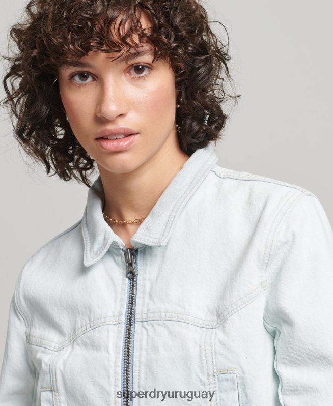 uy Superdry mujer chamarra de mezclilla club indie azul claro DT2N8Z3552 ropa