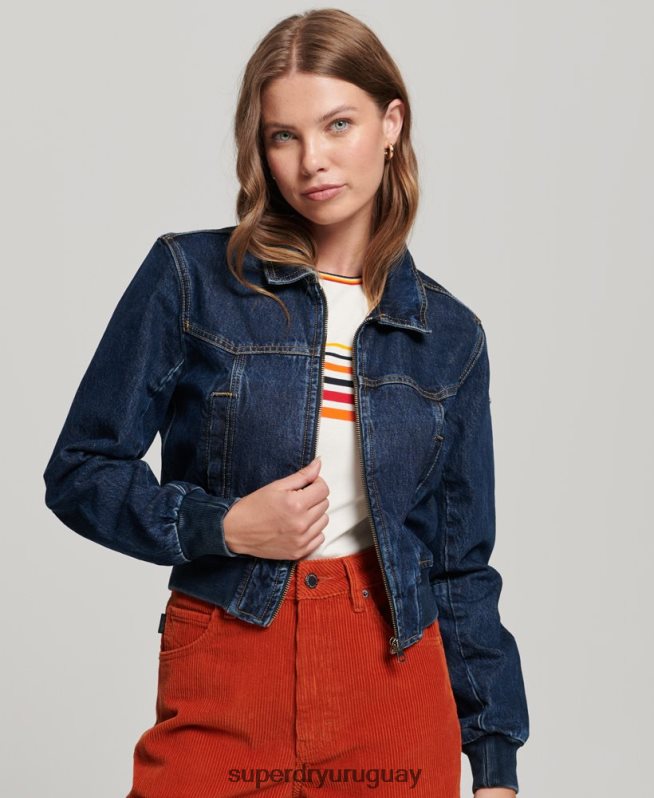 uy Superdry mujer chamarra de mezclilla club indie azul oscuro DT2N8Z3589 ropa