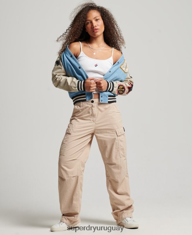uy Superdry mujer chamarra de mezclilla universitaria vintage azul claro DT2N8Z3514 ropa