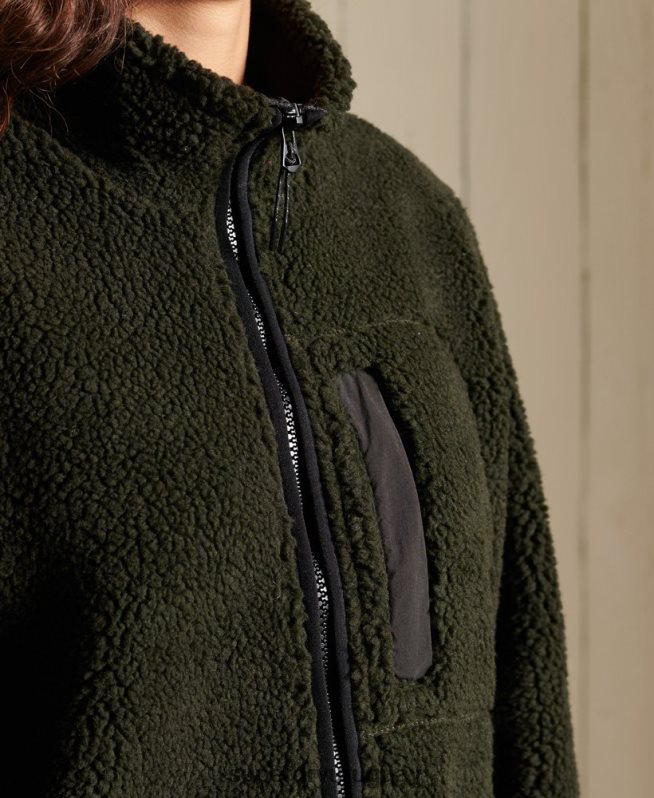 uy Superdry mujer chamarra de trabajo oversize de sherpa verde DT2N8Z5725 ropa