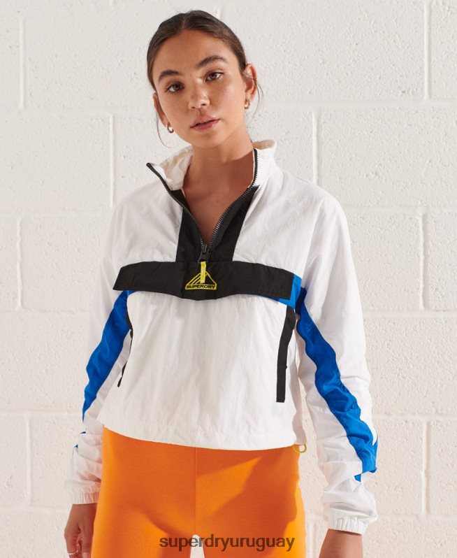 uy Superdry mujer chamarra deportiva con diseño colour block blanco DT2N8Z5526 ropa