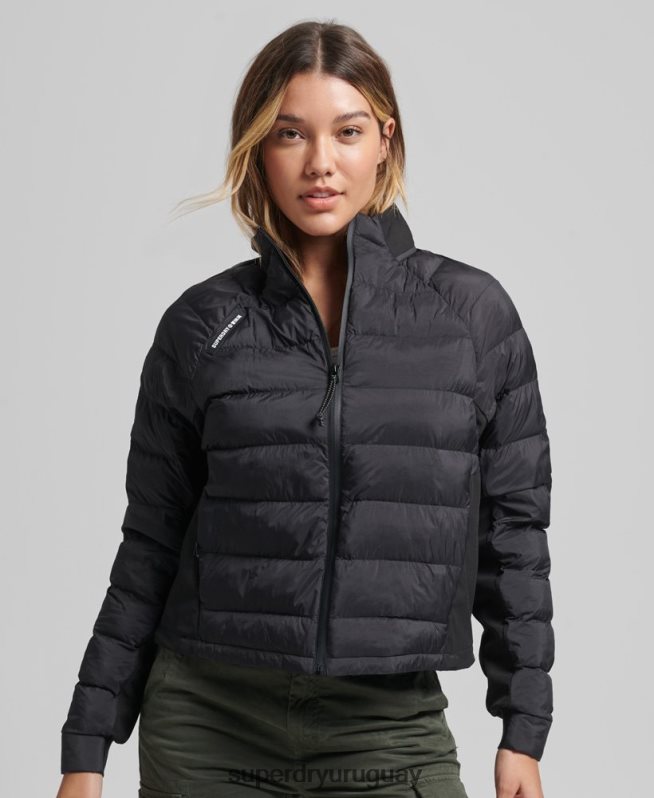 uy Superdry mujer chamarra deportiva híbrida negro DT2N8Z5650 ropa