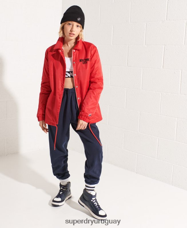 uy Superdry mujer chamarra entrenador a presión rojo DT2N8Z5733 ropa
