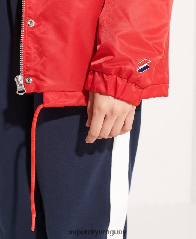 uy Superdry mujer chamarra entrenador a presión rojo DT2N8Z5733 ropa