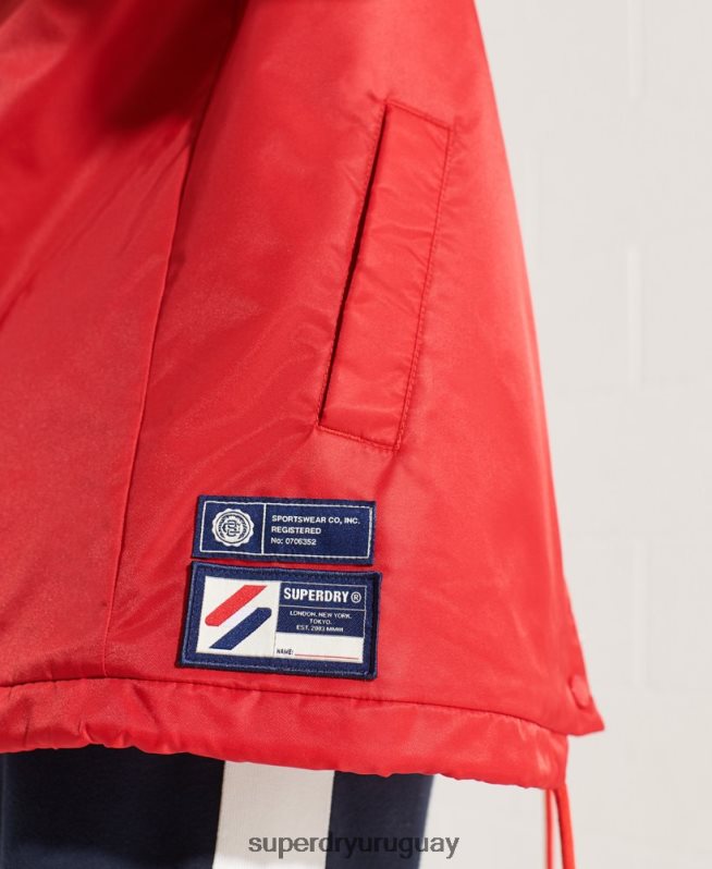 uy Superdry mujer chamarra entrenador a presión rojo DT2N8Z5733 ropa