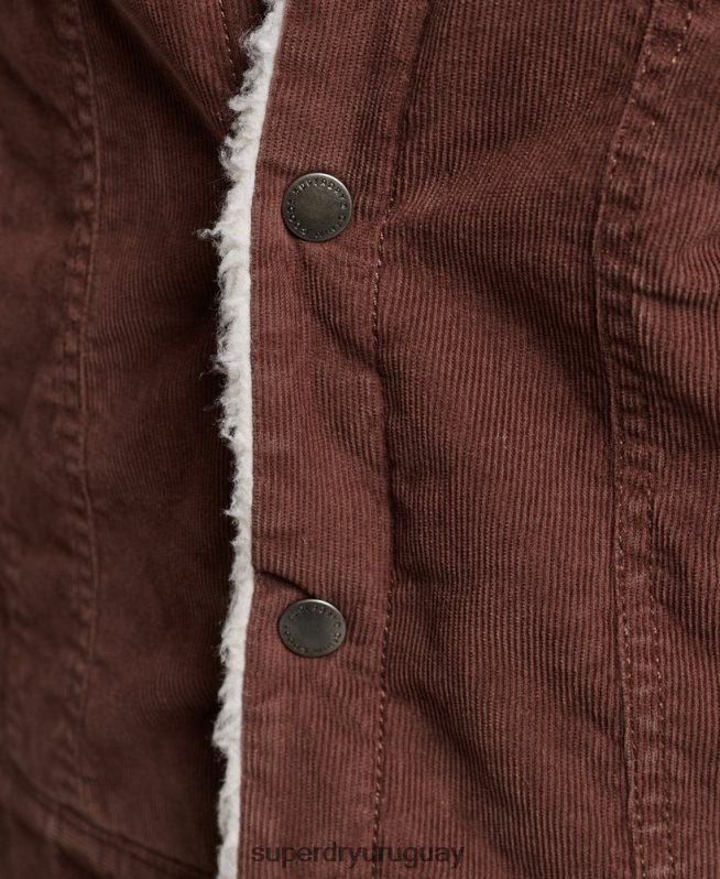 uy Superdry mujer chamarra estilo camionero de pana sherpa marrón DT2N8Z3548 ropa