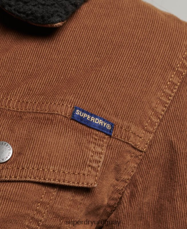 uy Superdry mujer chamarra estilo camionero de pana sherpa marrón DT2N8Z5454 ropa