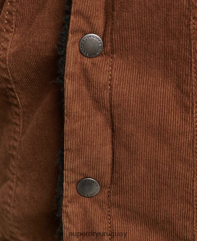 uy Superdry mujer chamarra estilo camionero de pana sherpa marrón DT2N8Z5454 ropa