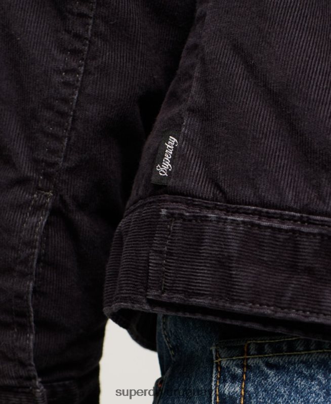 uy Superdry mujer chamarra estilo camionero de pana sherpa negro DT2N8Z3817 ropa