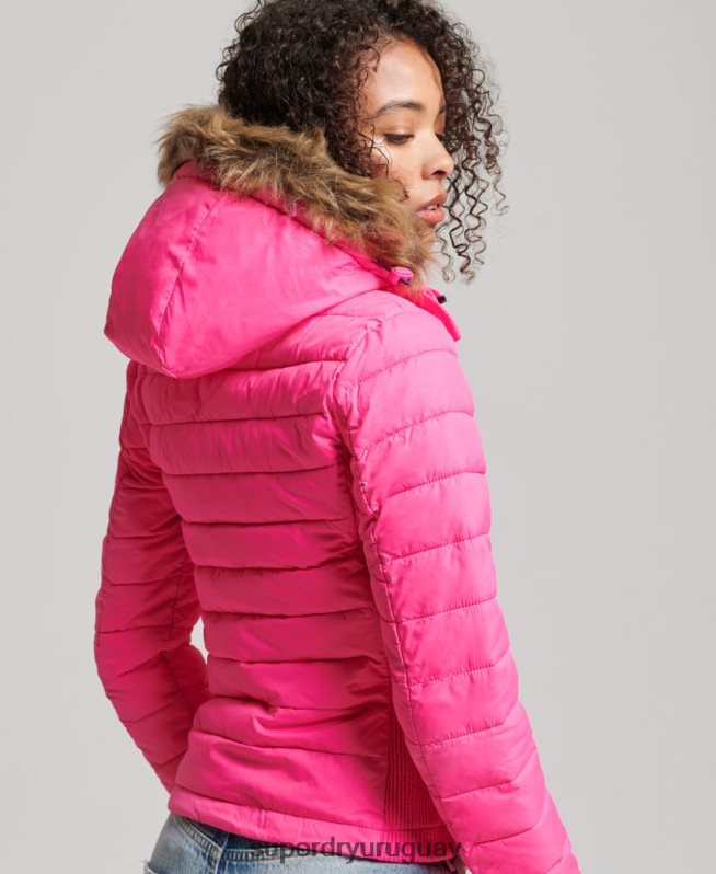 uy Superdry mujer chamarra fuji slim con doble cremallera y capucha rosa DT2N8Z5720 ropa
