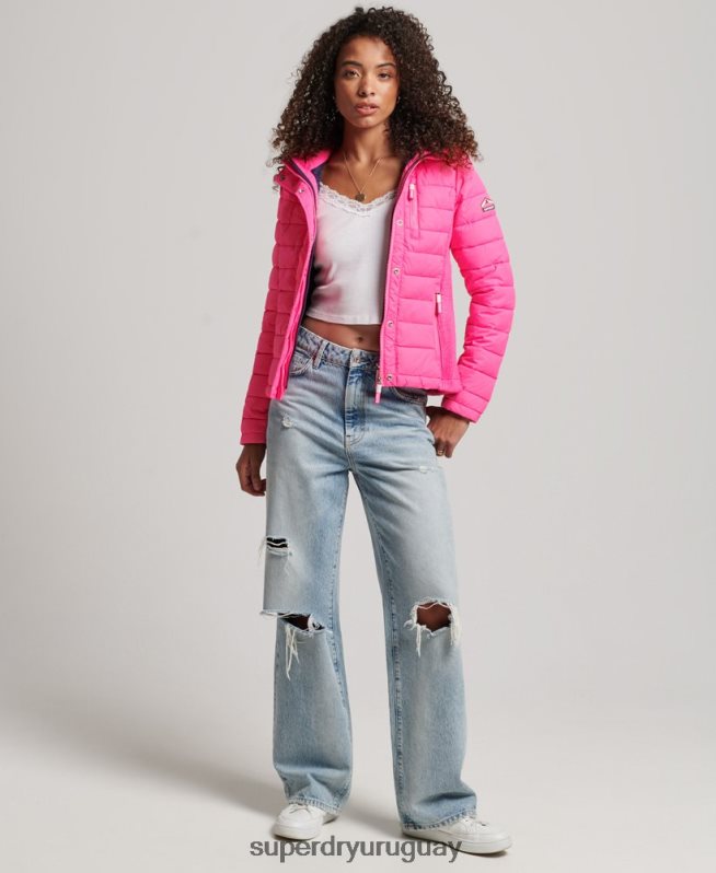 uy Superdry mujer chamarra fuji slim con doble cremallera y capucha rosa DT2N8Z5720 ropa