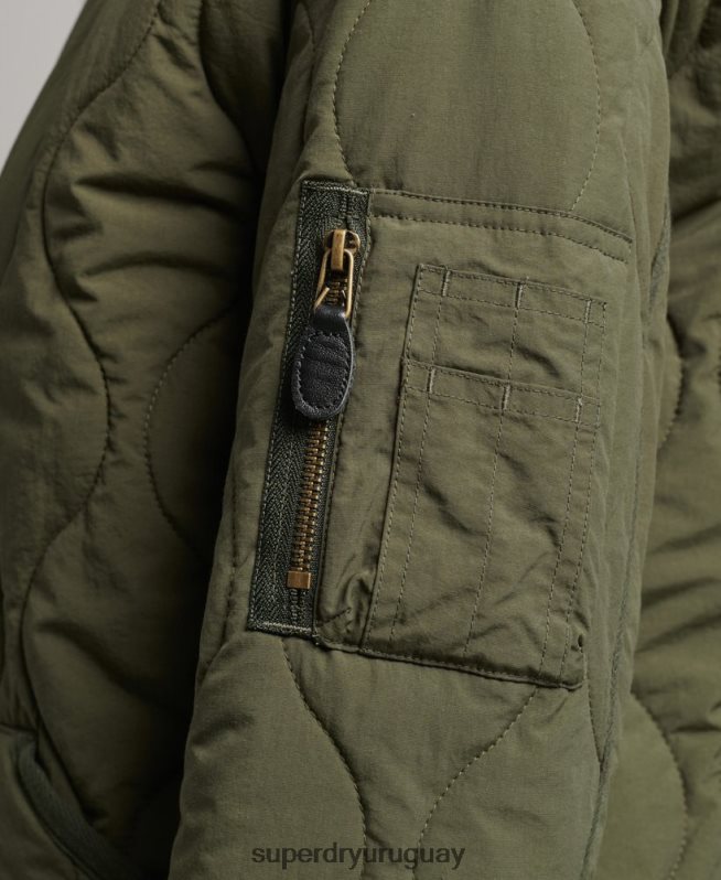 uy Superdry mujer chamarra larga con forro acolchado caqui DT2N8Z5497 ropa