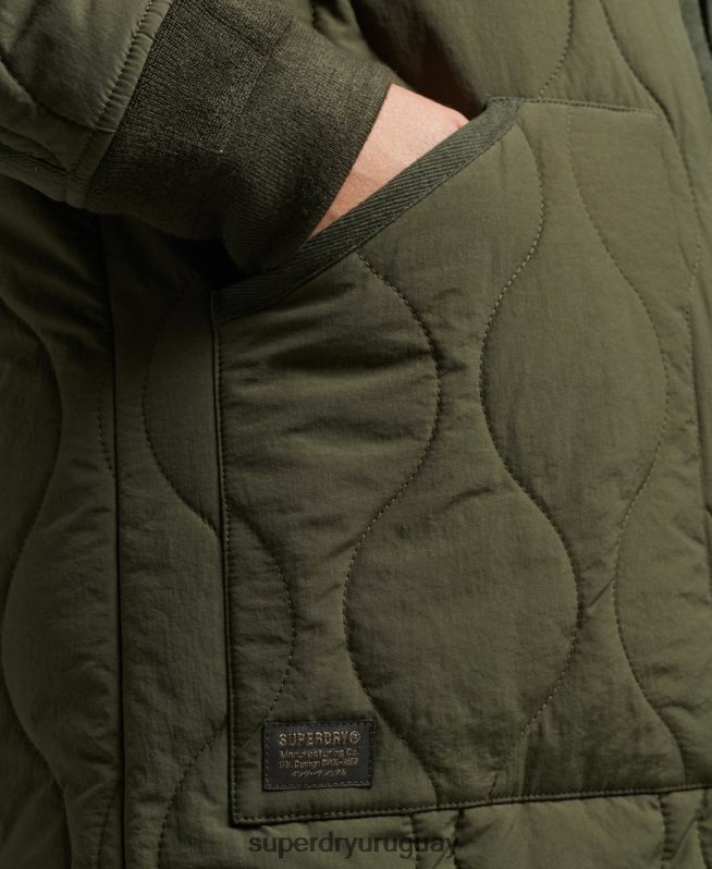 uy Superdry mujer chamarra larga con forro acolchado caqui DT2N8Z5497 ropa