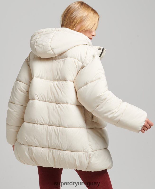 uy Superdry mujer chamarra parka acolchada capullo xpd crema DT2N8Z5496 ropa