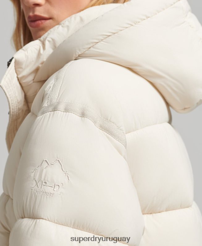 uy Superdry mujer chamarra parka acolchada capullo xpd crema DT2N8Z5496 ropa