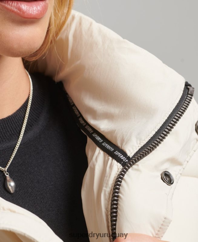 uy Superdry mujer chamarra parka acolchada capullo xpd crema DT2N8Z5496 ropa