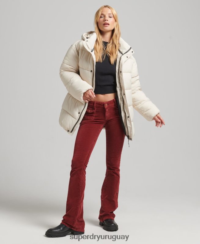 uy Superdry mujer chamarra parka acolchada capullo xpd crema DT2N8Z5496 ropa