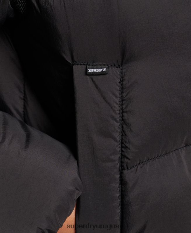 uy Superdry mujer chamarra parka acolchada capullo xpd negro DT2N8Z5435 ropa