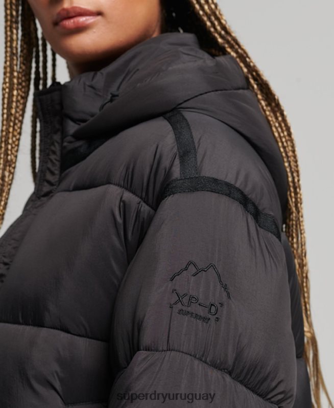 uy Superdry mujer chamarra parka acolchada capullo xpd negro DT2N8Z5435 ropa