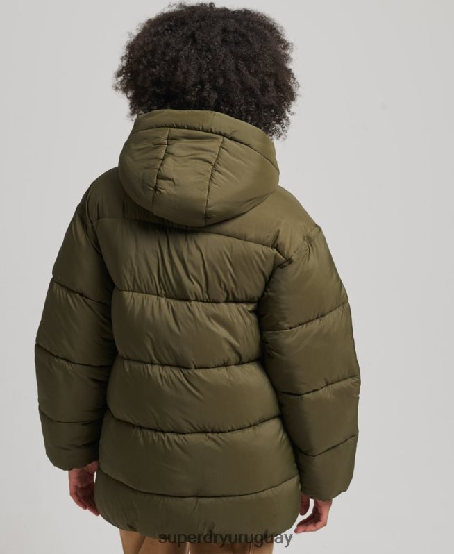 uy Superdry mujer chamarra parka acolchada capullo xpd verde DT2N8Z5455 ropa