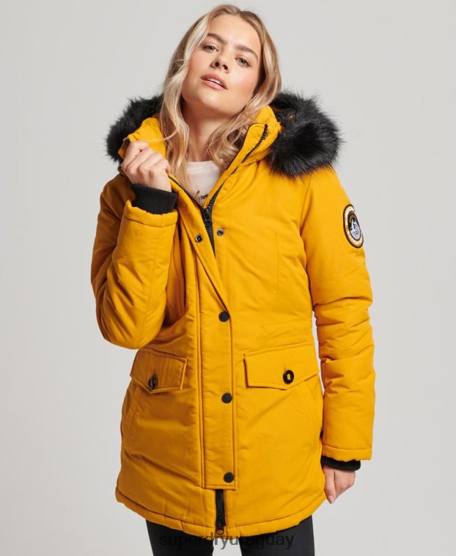 uy Superdry mujer chamarra parka ashley everest amarillo DT2N8Z5740 ropa