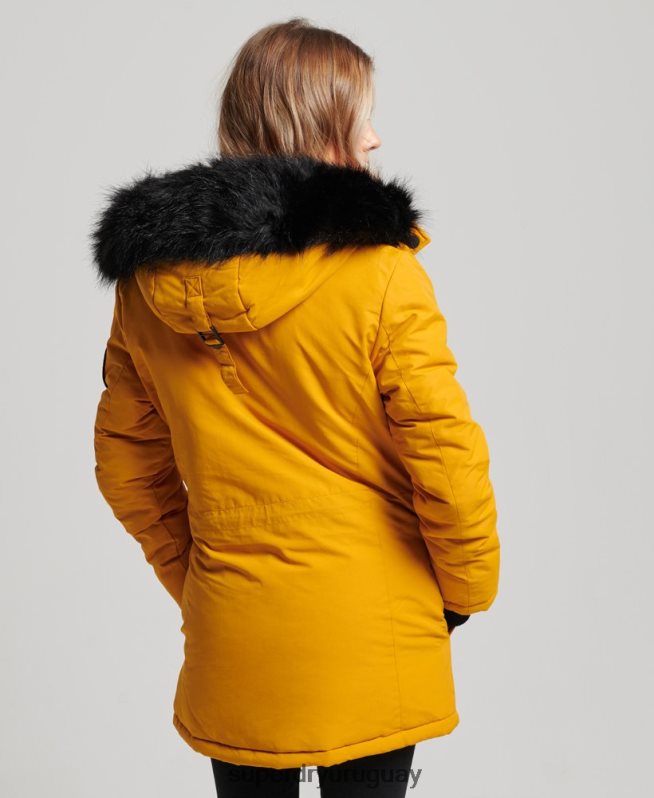 uy Superdry mujer chamarra parka ashley everest amarillo DT2N8Z5740 ropa