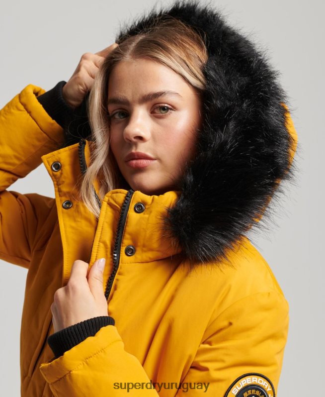 uy Superdry mujer chamarra parka ashley everest amarillo DT2N8Z5740 ropa