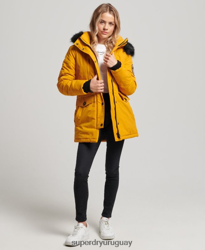uy Superdry mujer chamarra parka ashley everest amarillo DT2N8Z5740 ropa