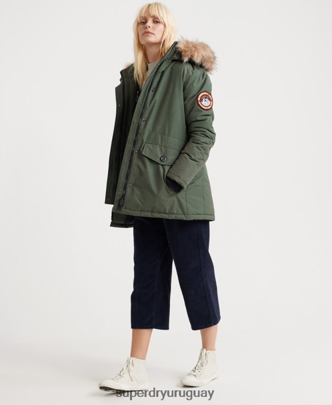 uy Superdry mujer chamarra parka ashley everest verde DT2N8Z5716 ropa